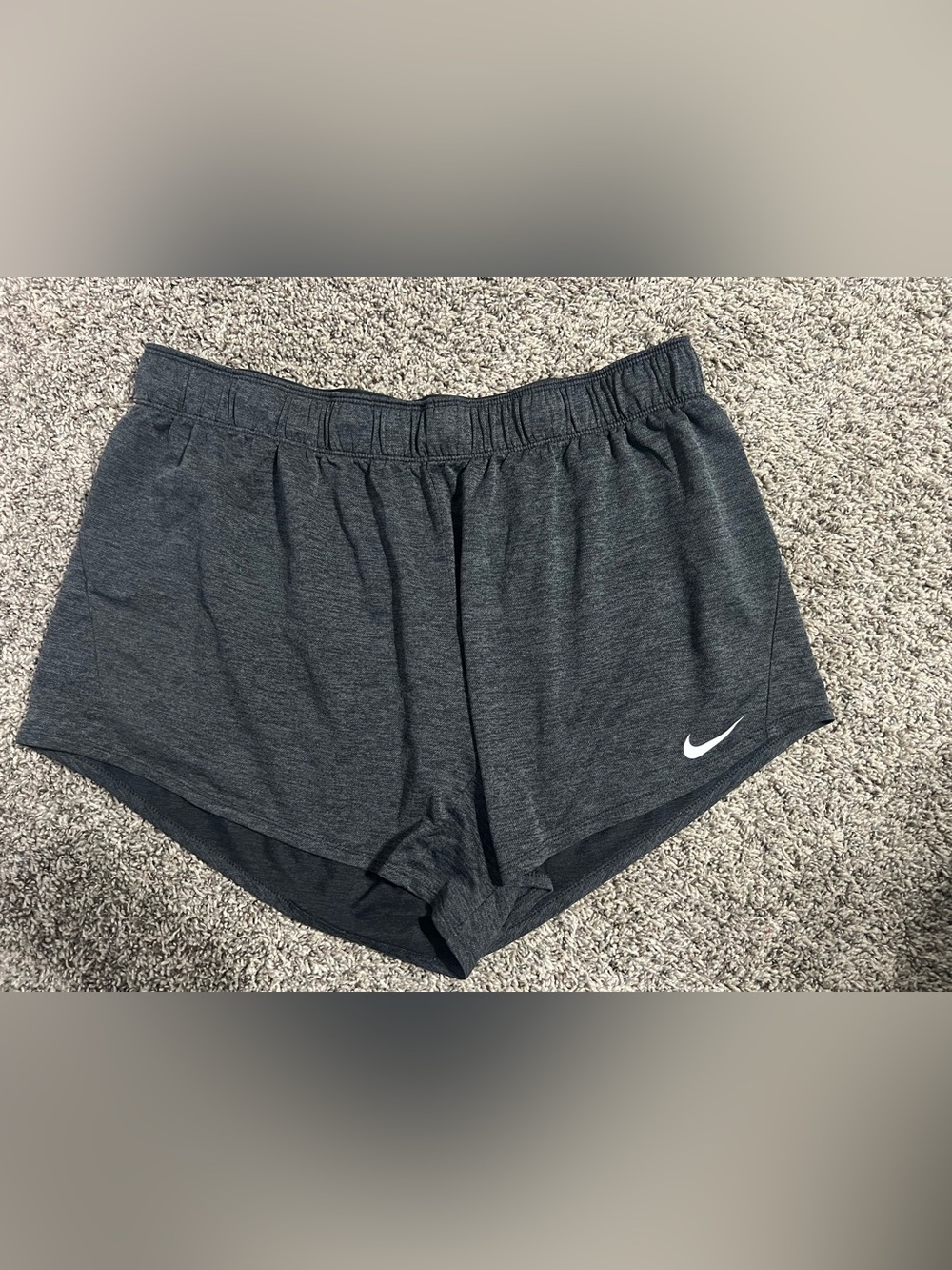 Nike Charcoal Gray Athletic Shorts with White Swoosh